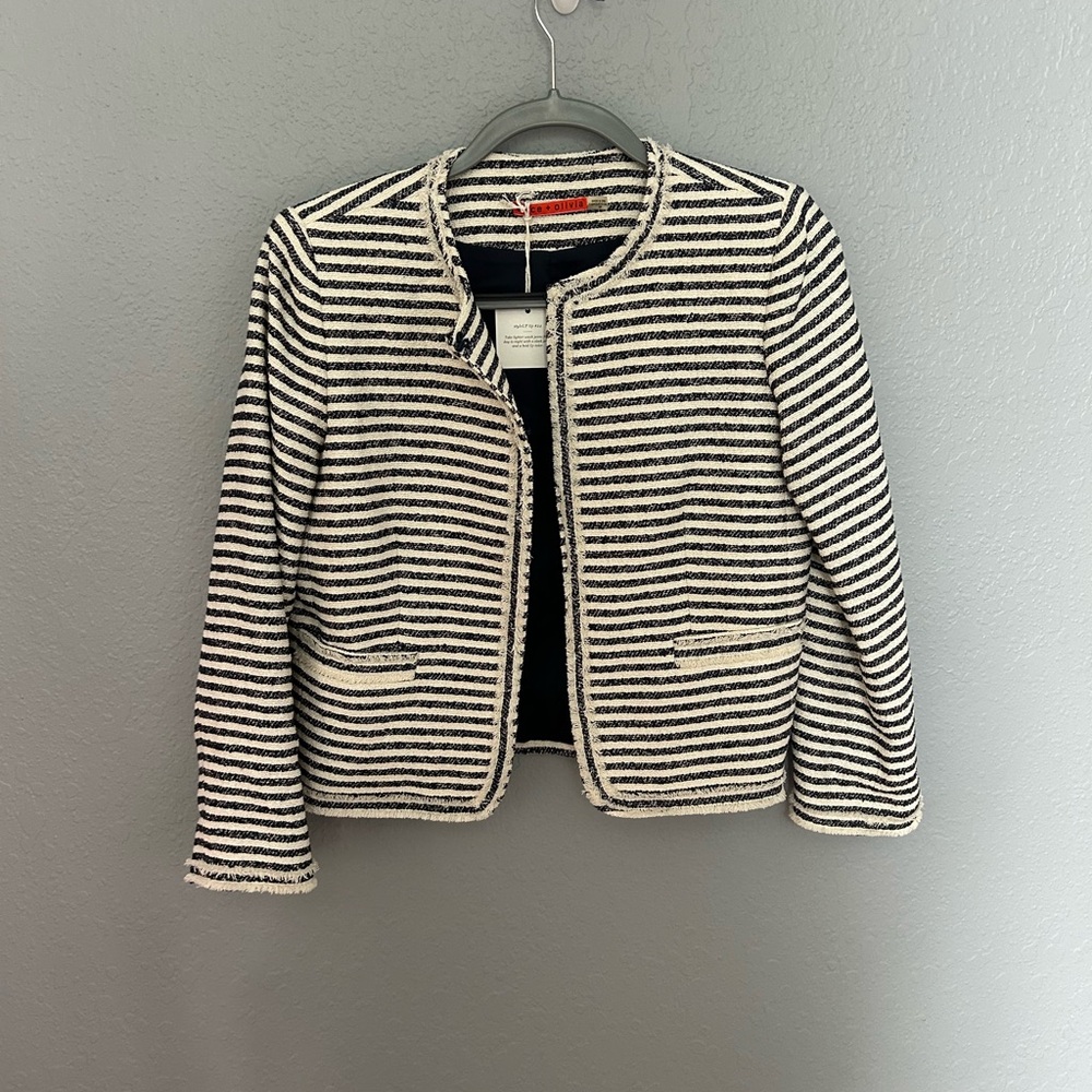 Alice + Olivia Navy and White Striped Blazer